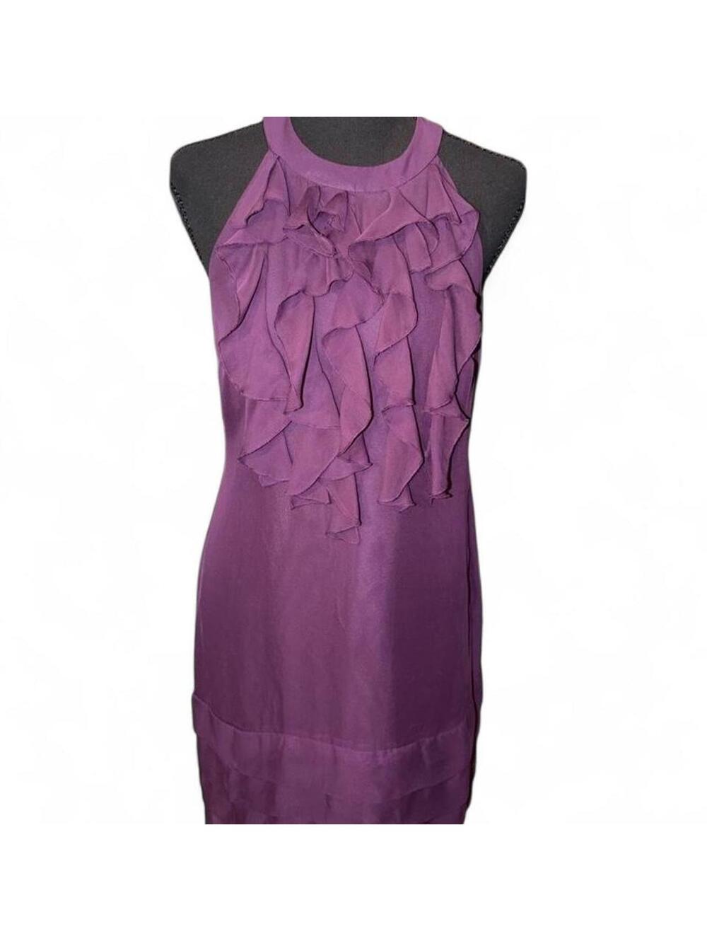 Vintage ICE Petite Plum Purple Halter Ruffle Cocktail Dress Size 8P